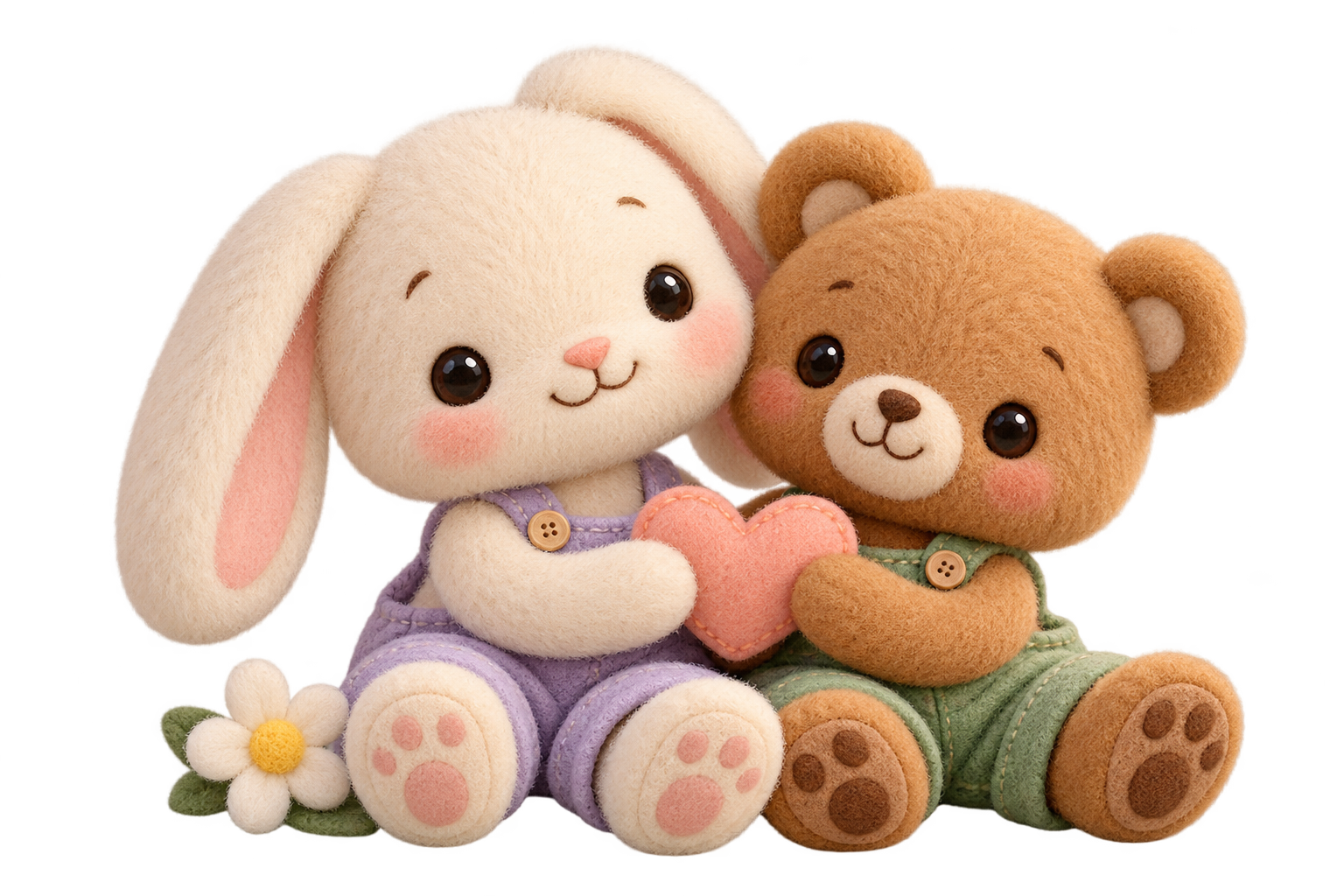 Bunny and Bear sharing a heart